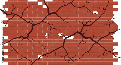 Brick Wall with Cracks A Graphic Representation of Damage and Destruction
