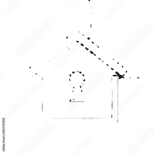 Minimalist airplane silhouette with dotted contrail in flight across a stark white canvas.