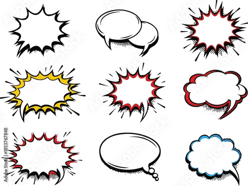 Comic Book Speech Bubbles Set Unleash Your Words with Dynamic Design Elements for Communication