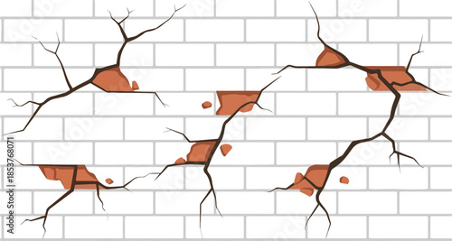Illustration of Cracked Brick Wall A Detailed Digital Design