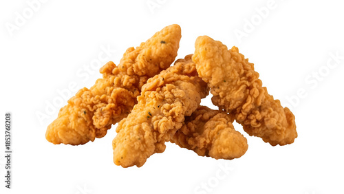 Food photo of Deep fried chicken fingers, isolated on white or transparent background. PNG