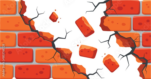 Brick Wall Destruction A Graphic Depiction of Breakage, Damage, and Structural Failure