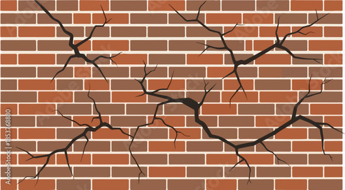 Cracked brick wall illustration A graphic representation of structural damage and decay