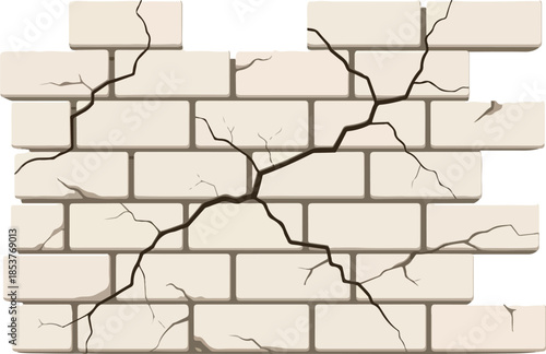 Cracked Brick Wall A Detailed Illustration Showcasing Damage and Deterioration