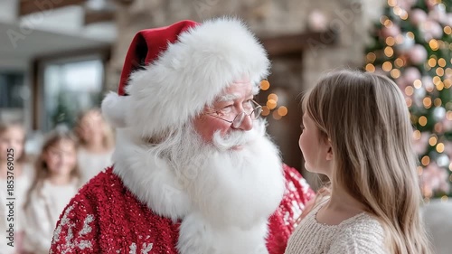 Wallpaper Mural Santa Claus and an Innocent Girl Share Joyful Christmas Moments Torontodigital.ca