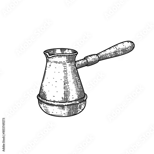 hand drawn turkish coffee pot line art vector illustration