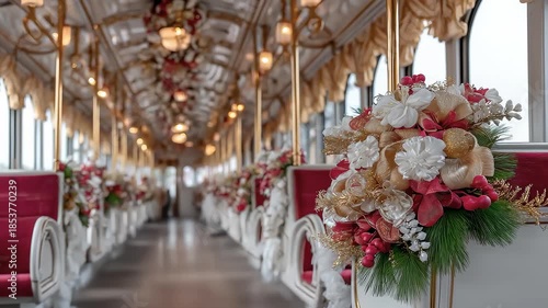 Wallpaper Mural Elegant Christmas Decorated Holiday Carriage Interior Scene Torontodigital.ca