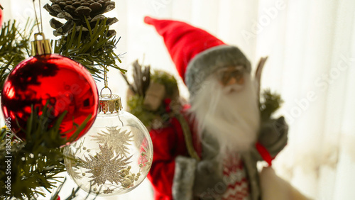 Christmas ornaments with blurred background