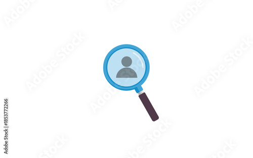 Hiring concept. magnifying glass selecting an employee. representing recruitment and talent search. Choosing the talented person for hiring. Flat illustrator vector file. high quality picture 
