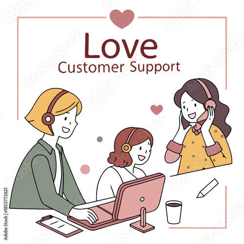 Customer support team working with care