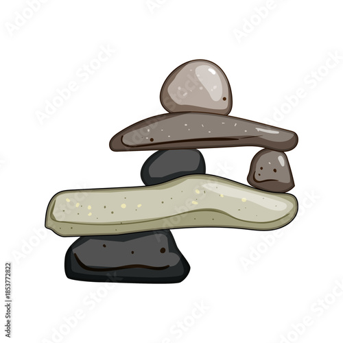 Inuksuk, an artful stack of naturally shaped pebbles and rocks, creating a balanced and stable human like figure, representing navigation, hope, and traditional inuit culture