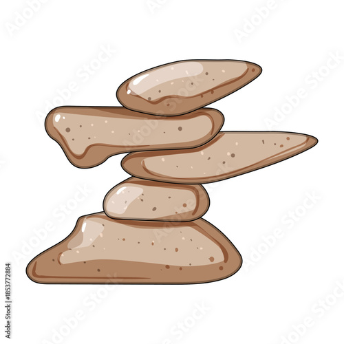 Stacked brown pebbles creating a cairn, symbolizing meditation, inner peace, stability, and careful equilibrium with a focus on harmony and spiritual well being