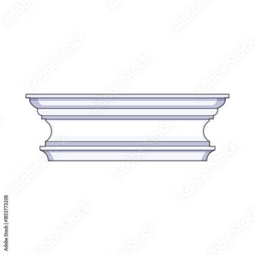 White architectural decorative baseboard molding profile illustration isolating the detailed design element, symbolizing home finishing, repair, and construction concepts