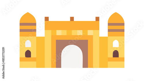 Vibrant orange castle entrance