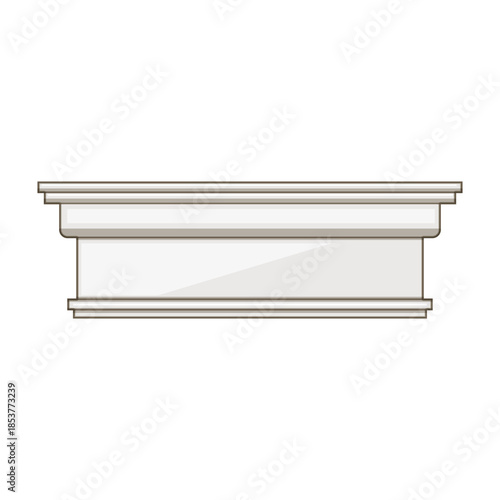 Architectural cornice molding presenting a decorative trim element, perfect for interior design, construction, and renovation projects, isolating a classic silhouette on a clean white background