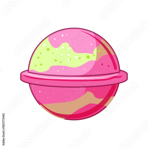 Colorful illustrated bath bomb fizzing and dissolving in water, scented for aromatherapy and spa like relaxation, perfect for self care, pampering, and home wellness routines