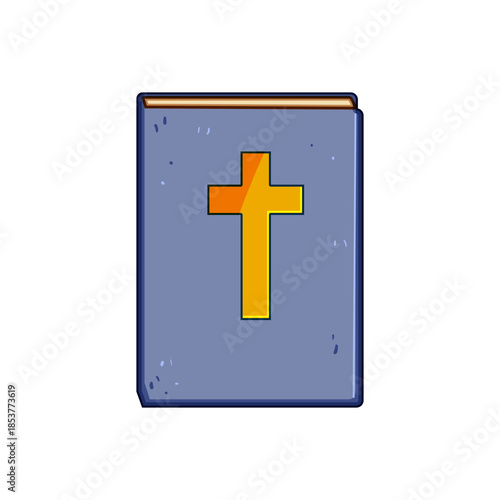 Religious book with a distinctive cross icon on its cover, symbolizing sacred scripture, divine guidance, and spiritual belief for christians worldwide