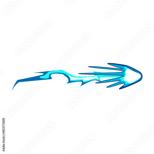 Energy blaster shot effect represents dynamic power, speed, and attack impact, useful for games, animation, sci fi concepts, and action themes on a white background