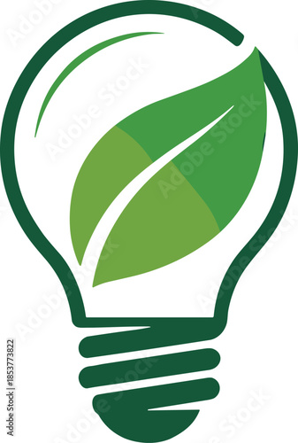 Green energy light bulb logo design symbolizing eco friendly innovation, sustainability, renewable power, environmental technology, clean energy concept branding
