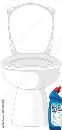 Modern Toilet with Toilet Cleaner Bottle Illustration