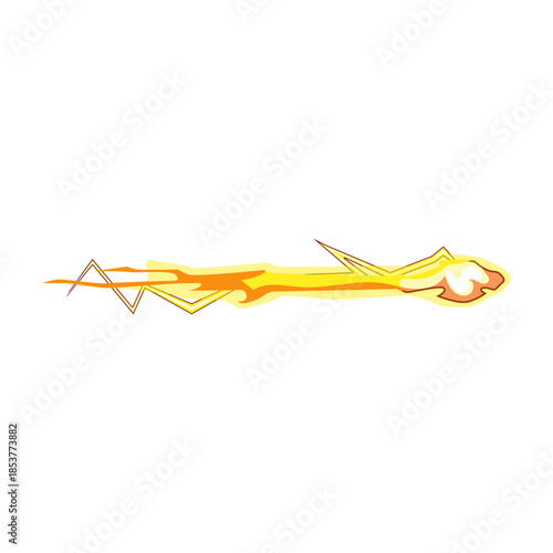 Energy shot moving fast, creating a dynamic blast effect with yellow and orange colors, signifying speed, power, and impact in a stylized graphic illustration