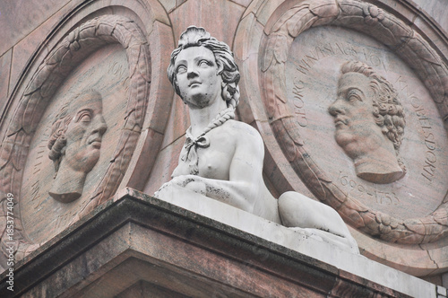 Obelisk near the Church of St. Nicholas in Potsdam. Storyboard of elements