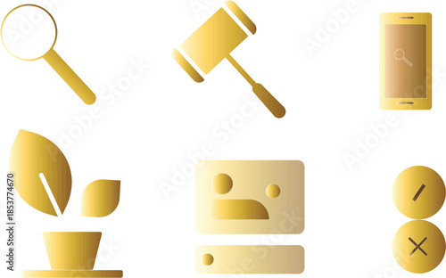 Gold Gradient UI Icons