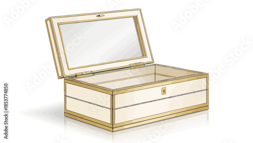 Elegant cream and gold jewelry box with open lid