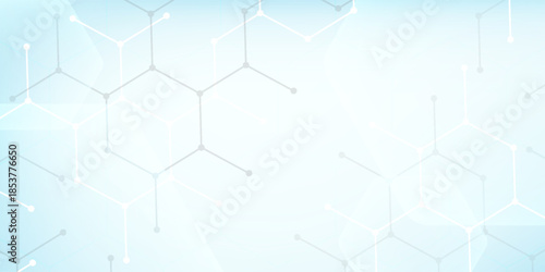 Structure molecule and communication. DNA, atom, neurons. Scientific concept for your design. Connected lines with dots. Medical, technology, chemistry, science background. Vector illustration