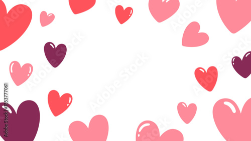 Abstract red and pink heart pattern background with copy space