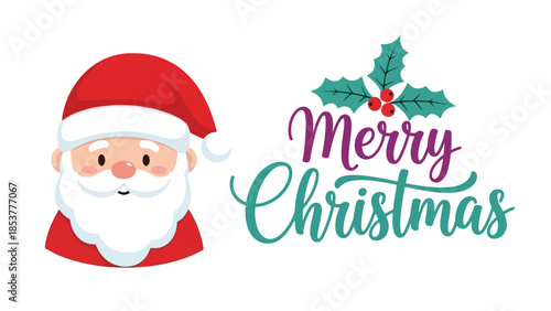 Festive Santa Claus and Merry Christmas Greetings Illustration