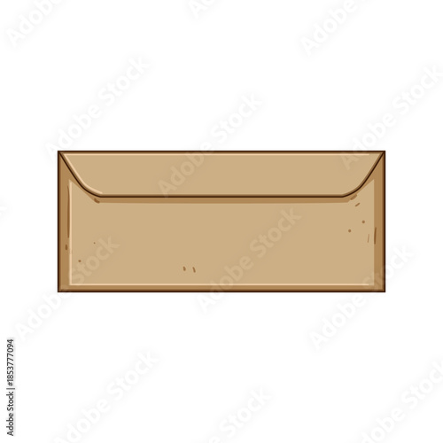 Closed rectangular brown envelope illustration representing concepts of mail, direct marketing, postal service, communication, message delivery, and private correspondence on a white background