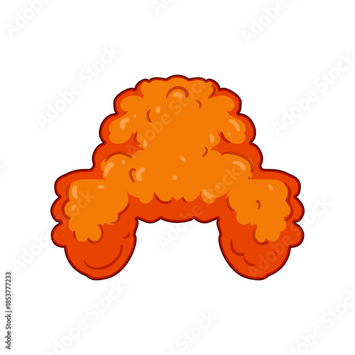Orange curly clown wig featuring a puffy, fluffy texture, bringing a sense of fun, humor, and joy, often associated with circus performers and parties
