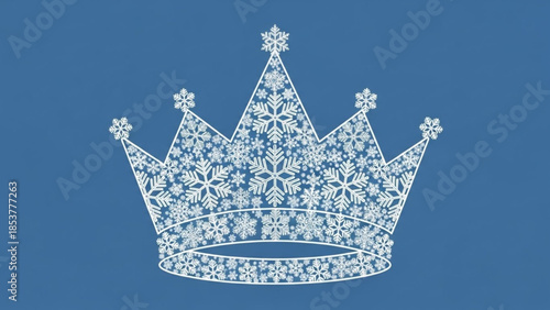 Snowflake crown on blue background, winter royalty, ice queen tiara, frosty jewels, crystal headpiece, snowy tiara, frozen ornament, icy queen crown, winter wonderland
