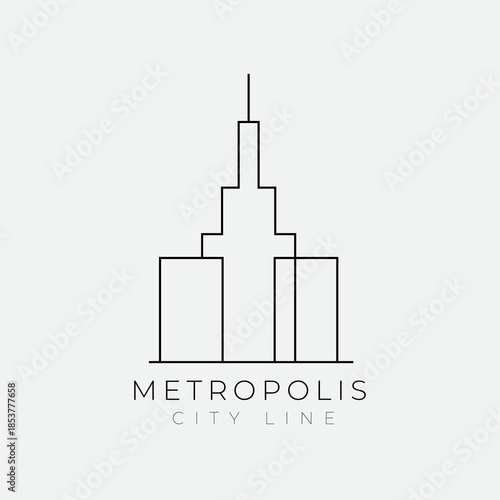 Building city line minimalist logo design vector