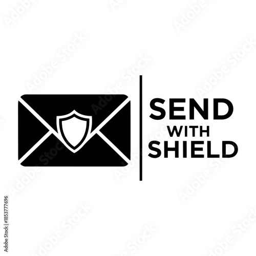 Minimalist black and white shield icon vector graphic design illustration