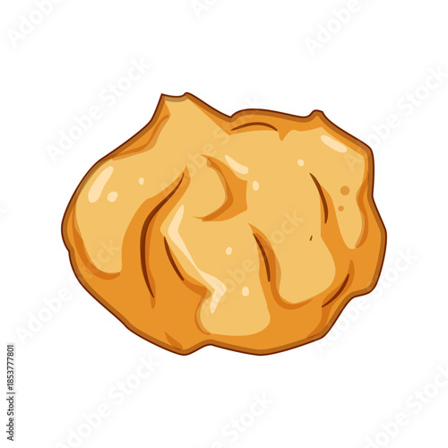 Cream puff pastry shell filled with creamy custard cute doodle style vector illustration for bakery, cafe, menu, confectionery and dessert design on white background