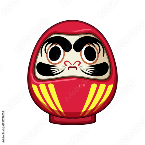 Traditional japanese daruma doll symbolizing perseverance, focus, and good luckused to set goals, make wishes, and celebrate determination and achievement on a white background