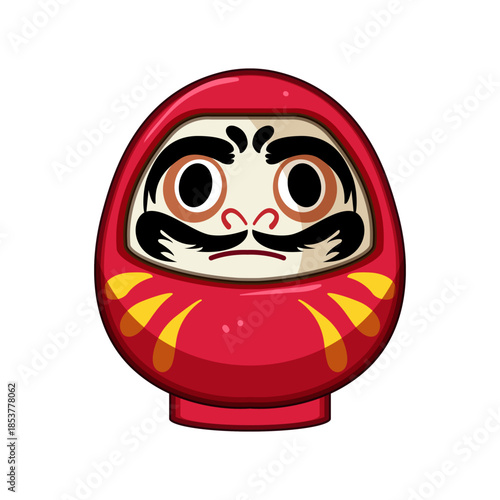 Japanese daruma doll illustration representing perseverance, goal setting, and good fortune, often used as a traditional amulet for wishes and success in japanese culture