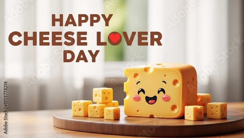 Happy cheese lover day celebration with cheesy delight