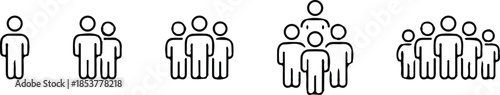 people group black line icons set vector teamwork logo design collection design illustration