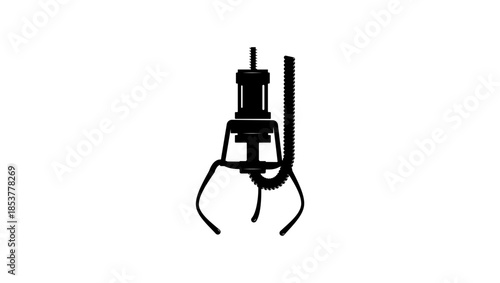 claw machine symbol, black isolated silhouette