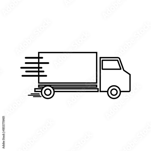 Delivery truck icon illustrating rapid shipping service and express logistics for e commerce, offering a quick and efficient transportation solution for customers
