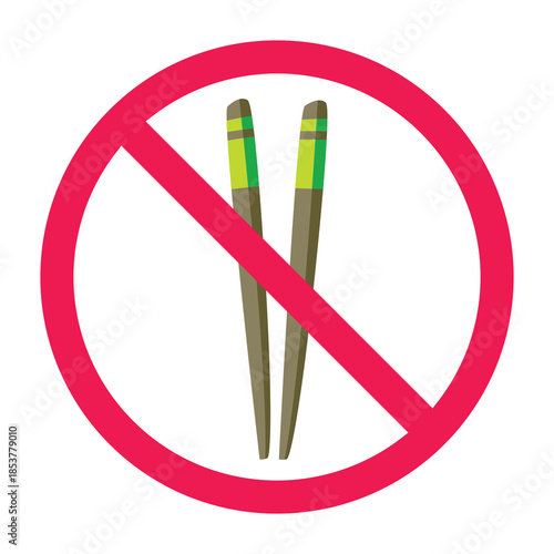 No chopsticks sign, forbidden sign with chopsticks icon, do not use chopsticks sign, things you should never do with chopsticks

