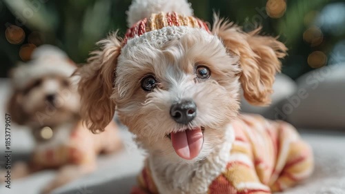 Wallpaper Mural Adorable Christmas Puppy Warmly Sharing Winter Joy Torontodigital.ca