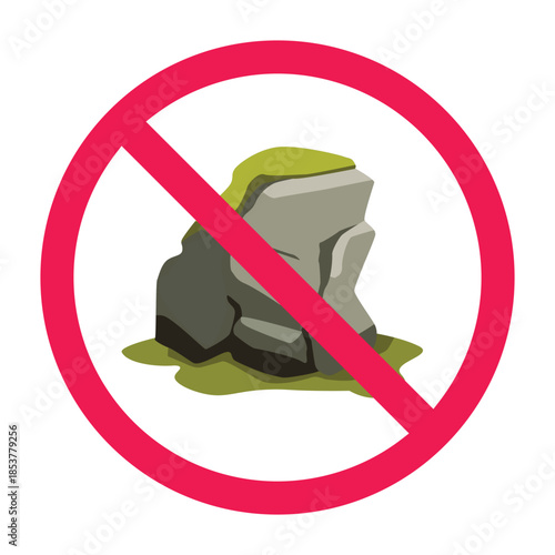 Forbidden stone sign, no stone sign, no rocks allowed icon, vector illustration