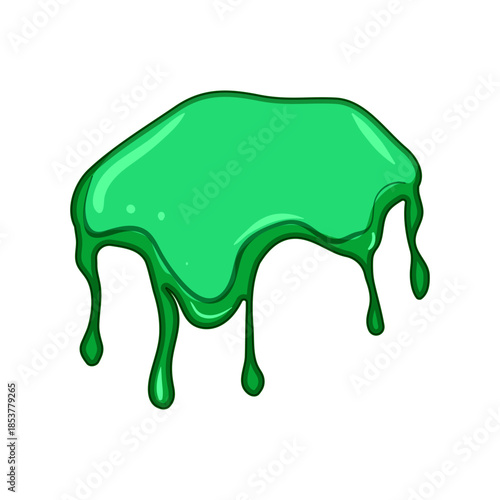 Green slime artwork showing a viscous liquid shape with dripping drops looking like a melting substance, creating a messy and playful background element