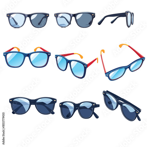 Fancy Sunglasses Vector Illustration with Stylish Glare Effect