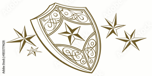 Ornate shield with stars