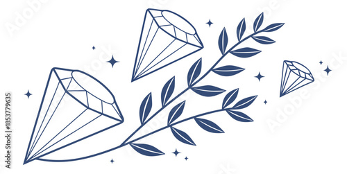 Diamonds and leaf branch
